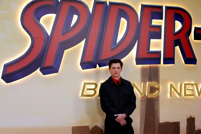 British actor Tom Holland poses during a photocall for « Spider-Man: brand new day »  movie in a hotel in Madrid on June 15, 2026. (Photo by Thomas COEX / AFP)