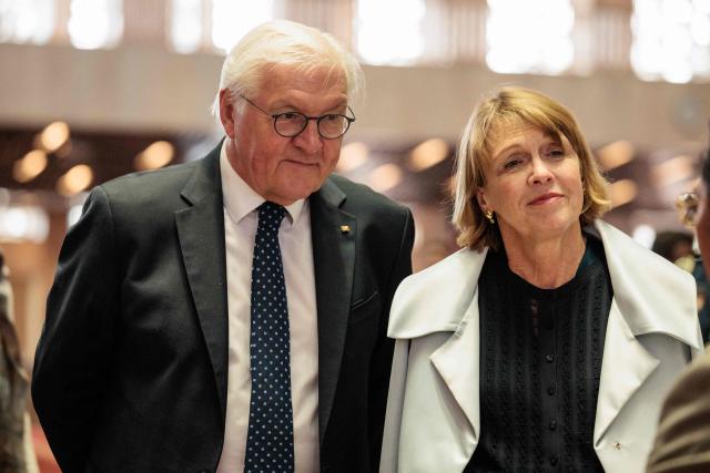 Germany's President Frank-Walter Steinmeier (L) and First Lady Elke Buedenbender tour Istiqlal Mosque, Southeast Asia's largest mosque, in Jakarta on June 15, 2026. (Photo by Yasuyoshi Chiba / AFP)