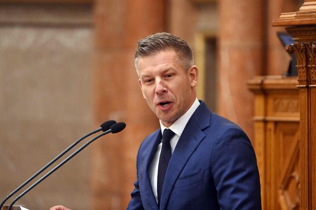 Hungarian Prime Minister Peter Magyar delivers a speech before the agenda in the main hall of the Parliament building in Budapest, on June 15, 2026, as lawmakers vote to amend the constitution, by introducing term-limits for prime ministers to a maximum of eight years in office. The amendment was a key campaign promise of pro-EU conservative Magyar, who ousted Orban from office after 16 straight years in the April elections, promising sweeping reforms as part of a "regime change". (Photo by Attila KISBENEDEK / AFP)