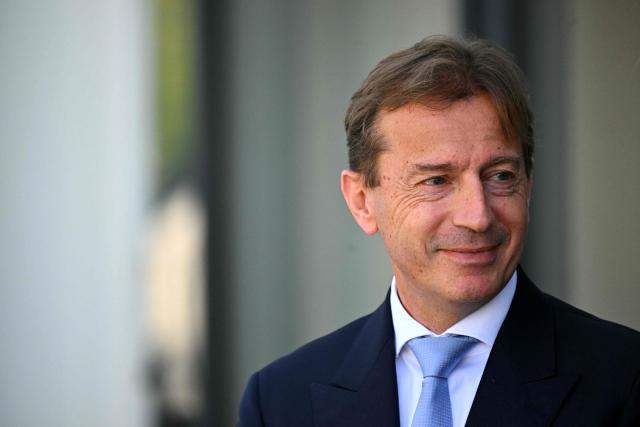 Airbus CEO Guillaume Faury looks on during a visit of the new Airbus A320 assembly line during its inauguration at the Airbus site in Cornebarrieu, south-western France on June 15, 2026. (Photo by Lionel BONAVENTURE / AFP)