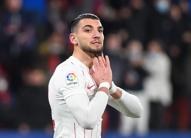 (FILES) Then Sevilla's Spanish forward Rafa Mir reacts after missing a penalty during the Spanish league football match between CA Osasuna and Sevilla FC at El Sadar stadium in Pamplona on February 5, 2022. A Spanish court sentenced the Spanish footballer of Elche Rafa Mir to eight and a half years in prison for sexual assault and injuries, announced the Superior Court of Justice of the Valencian Community on June 15, 2026. (Photo by ANDER GILLENEA / AFP)