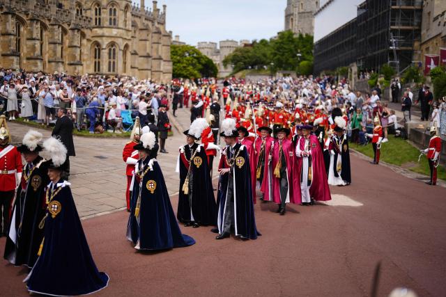 Britain's Prince Edward, Duke of Edinburgh (C), Britain's Prince William, Prince of Wales (centre R) and Britain's Princess Anne, Princess Royal (centre L) attend the annual Order of the Garter service at St. George's Chapel in Windsor Castle, west of London, on June 15, 2026. The Order of the Garter is the oldest and most senior Order of Chivalry in Britain, established by King Edward III nearly 700 years ago. (Photo by Jordan Pettitt / POOL / AFP)