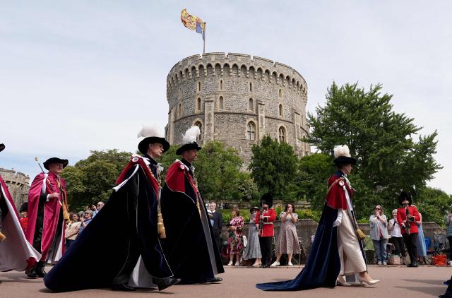 Britain's Prince Edward, Duke of Edinburgh (L), Britain's Prince William, Prince of Wales (C), and Britain's Princess Anne, Princess Royal (R) attend the annual Order of the Garter service at St. George's Chapel in Windsor Castle, west of London, on June 15, 2026. The Order of the Garter is the oldest and most senior Order of Chivalry in Britain, established by King Edward III nearly 700 years ago. (Photo by Aaron Chown / POOL / AFP)