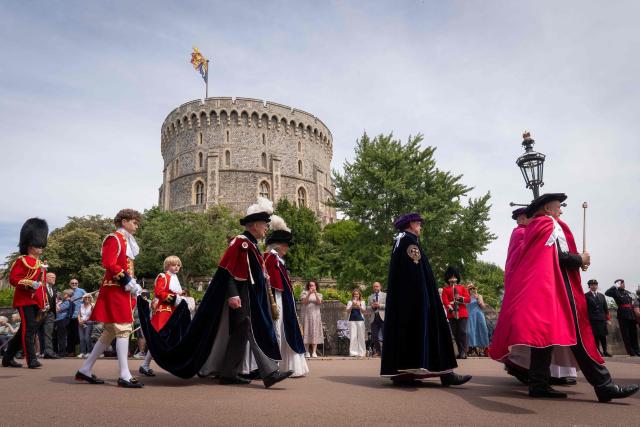 Britain's King Charles III (centre L) and Britain's Queen Camilla (centre L) attend the annual Order of the Garter service at St. George's Chapel in Windsor Castle, west of London, on June 15, 2026. The Order of the Garter is the oldest and most senior Order of Chivalry in Britain, established by King Edward III nearly 700 years ago. (Photo by Aaron Chown / POOL / AFP)