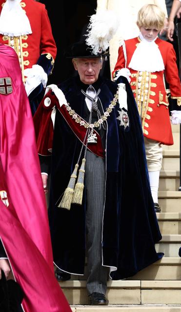 Britain's King Charles III leaves after attending the Order of the Garter service at St. George's Chapel in Windsor Castle, west of London, on June 15, 2026. The Order of the Garter is the oldest and most senior Order of Chivalry in Britain, established by King Edward III nearly 700 years ago. (Photo by Henry NICHOLLS / POOL / AFP)