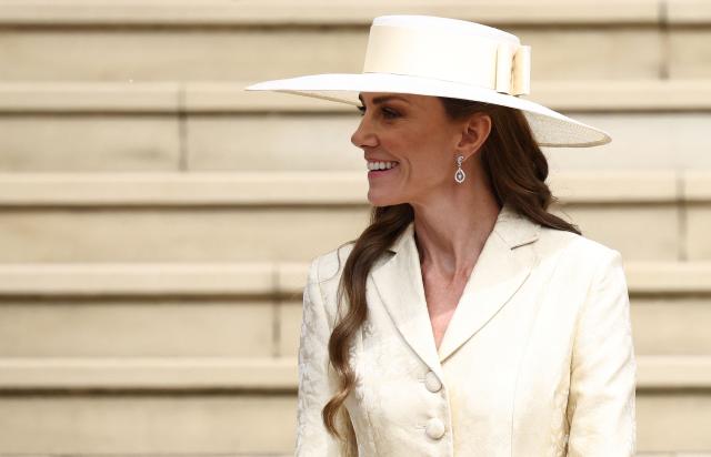 Britain's Catherine, Princess of Wales leaves after attending the Order of the Garter service at St. George's Chapel in Windsor Castle, west of London, on June 15, 2026. The Order of the Garter is the oldest and most senior Order of Chivalry in Britain, established by King Edward III nearly 700 years ago. (Photo by Henry NICHOLLS / POOL / AFP)