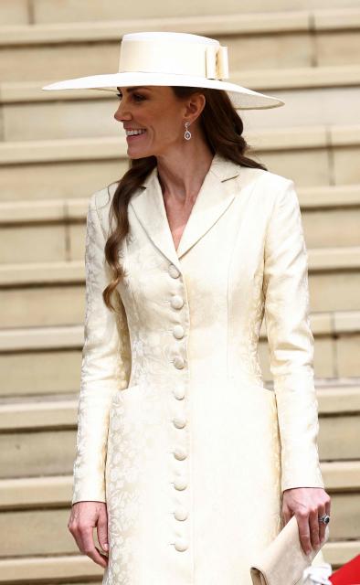 Britain's Catherine, Princess of Wales leaves after attending the Order of the Garter service at St. George's Chapel in Windsor Castle, west of London, on June 15, 2026. The Order of the Garter is the oldest and most senior Order of Chivalry in Britain, established by King Edward III nearly 700 years ago. (Photo by Henry NICHOLLS / POOL / AFP)