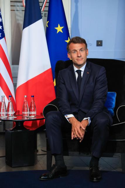 France's President Emmanuel Macron looks on during a bilateral meeting with US President on the sidelines of the G7 summit, in Evian, central-eastern France on June 15, 2026. A G7 summit is set to take place June 15 to 17 in the French town of Evian-les-Bains near Switzerland and it will be attended by country leaders as well as the EU's foreign policy chief and ministers from Brazil, Canada, the United Arab Emirates and Turkey. (Photo by Ludovic MARIN / POOL / AFP)