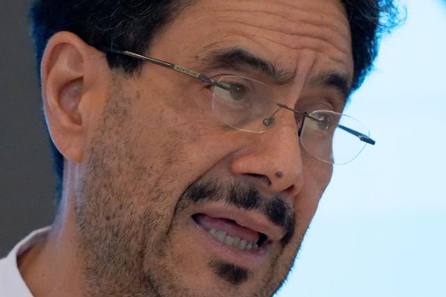 Colombia's presidential candidate for the Pacto Historico party, Ivan Cepeda, speaks during press conference in Barranquilla, Colombia, on June 15, 2026. Colombia will hold the runoff presidential election on June 21. (Photo by Vanexa Romero / AFP)