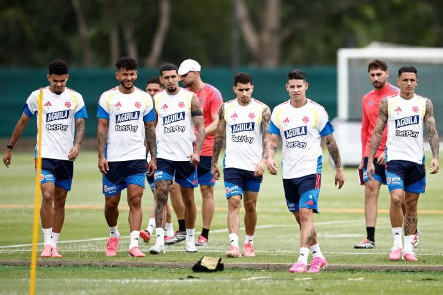 Colombia's player attend a  training session at Academia Atlas FC in Guadalajara, Mexico, on June 15, 2026, during the 2026 World Cup football tournament. (Photo by Ulises RUIZ / AFP)