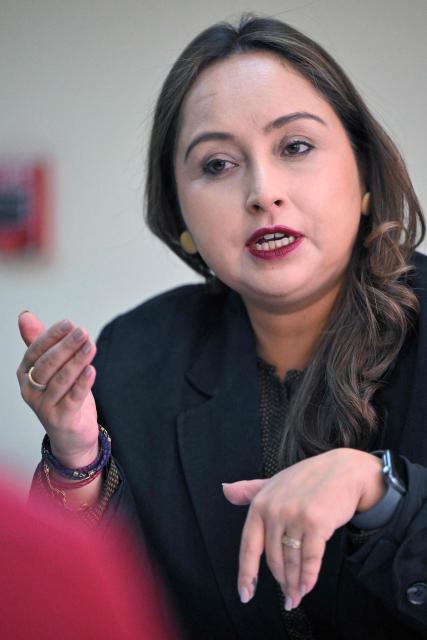 Ecuador's Risk Management Secretary Carolina Lozano speaks during an interview with AFP at her office in Quito on June 15, 2026. Ecuador estimates that the impact of the 2026–27 El Niсo will be "moderate" in its territory, where the climate phenomenon has left hundreds dead and caused multimillion-dollar losses in previous years, the Risk Management secretary told AFP on June 15, 2026. (Photo by Rodrigo BUENDIA / AFP)