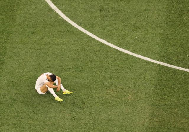 Iran's midfielder #08 Mohammad Mohebbi reacts after the 2026 World Cup Group G football match between Iran and New Zealand at Los Angeles Stadium in Inglewood on June 15, 2026.  (Photo by Etienne Laurent / AFP)