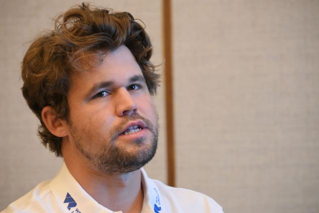 Norwegian chess grandmaster Magnus Carlsen speaks to AFP ahead of the FIDE World Team Rapid and Blitz Chess Championships in Hong Kong on June 16, 2026. This year's chess tournament will be held in the city from June 16-22. (Photo by Peter PARKS / AFP)