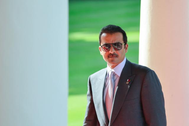 Qatar's Emir Sheikh Tamim bin Hamad al-Thani arrives ahead of a meeting as part of the G7 summit, in Evian, eastern France, on June 16, 2026. A G7 summit is set to take place June 15 to 17 in the French town of Evian-les-Bains near Switzerland and it will be attended by country leaders as well as the EU's foreign policy chief and ministers from Brazil, Canada, the United Arab Emirates and Turkey. (Photo by Ludovic MARIN / AFP)