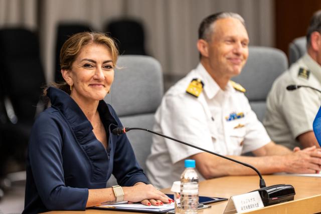Netherlands' Deputy Prime Minister and Defence Minister Dilan Yesilgoz-Zegerius meets with Japan's Defense Minister Shinjiro Koizumi during the Japan–Netherlands Defense Ministers' Meeting in Tokyo on June 16, 2026. (Photo by Philip FONG / AFP)