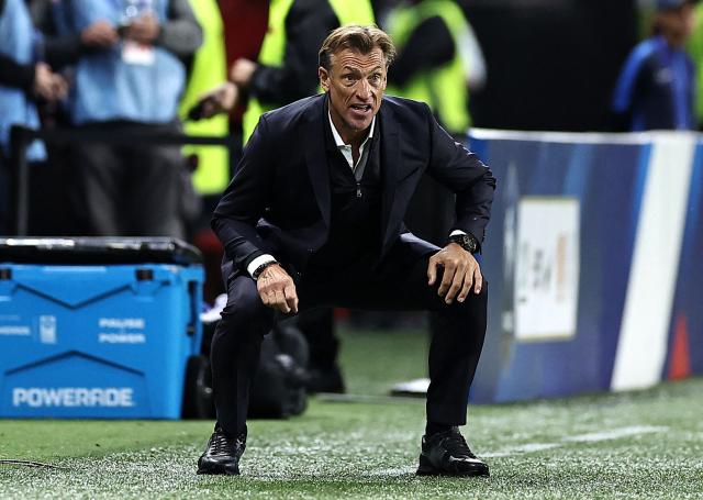(FILES) France's head coach Herve Renard reacts during the UEFA Women's Nations League football match between France and Portugal at the Hainaut Stadium in Valenciennes, on September 22, 2023. Tunisia have responded to their 5-1 World Cup thrashing by Sweden by sacking coach Sabri Lamouchi and replacing him with Frenchman Herve Renard, the federation announced on national TV late June 15, 2026. (Photo by FRANCK FIFE / AFP)