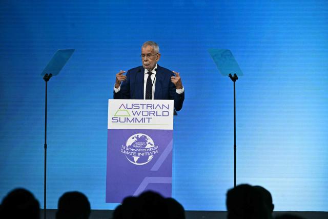 Austria's President Alexander Van der Bellen speaks at the Austrian World Summit of the Schwarzenegger Climate Initiative on June 16, 2026 in Vienna, Austria. The annual conference's main goal is, according to its organisers, "to offer a broad platform for concrete solutions and successful ideas that motivate and act as role models as well as connect people, businesses and climate leaders". (Photo by Joe Klamar / AFP)
