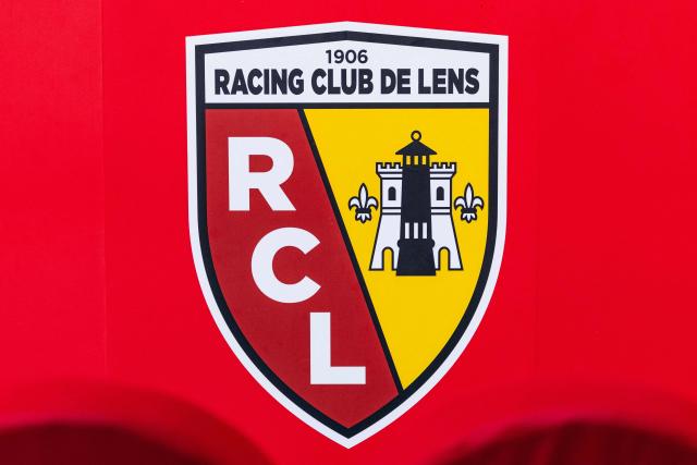 This photograph shows the logo of the club of Lens at the La Gaillette training centre in Avion, near Lens, northern France, on June 16, 2026. Lens announced the arrival of German coach Dino Toppmoller on a two-year deal. (Photo by Sameer Al-DOUMY / AFP)