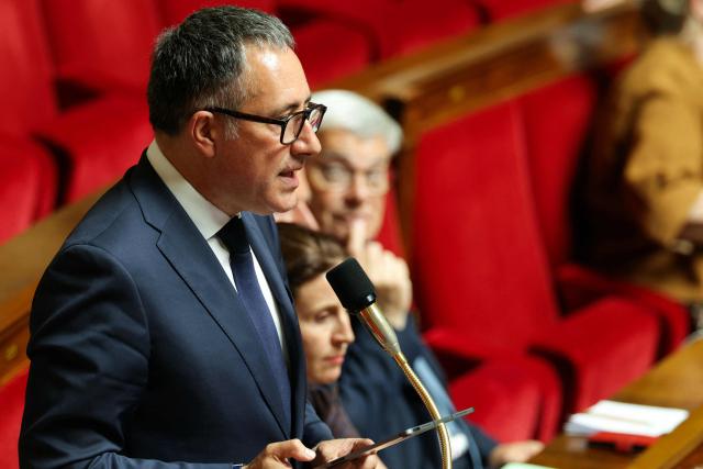 French rightist pary Horizons MP Xavier Albertini  speaks during a session of questions to the government at The National Assembly, France's lower house of parliament in Paris on June 16, 2026. (Photo by Thomas SAMSON / AFP)