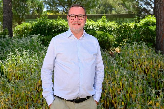 Sanofi Montpellier director Éric Vacaresse poses for a photograph during a press visit to the industrial site of the French pharmaceutical group Sanofi in Montpellier, southern France, on June 16, 2026. (Photo by Sylvain THOMAS / AFP)