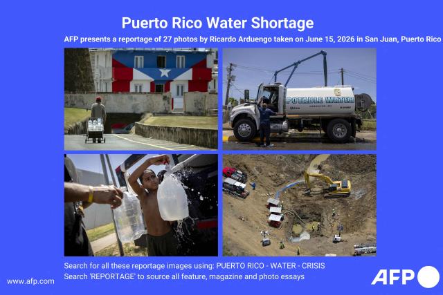 AFP presents a reportage of 27 photos by Ricardo Arduengo taken on June 15, 2026, in San Juan, Puerto Rico, showing ongoing water shortages after three major ruptures in a 72-inch pipeline, detected by authorities, have severely disrupted potable water service across the San Juan metropolitan area, affecting more than 100,000 customers. (Photo by Ricardo ARDUENGO / AFP)