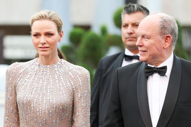 Princess Charlene of Monaco (L) and Prince's Albert II of Monaco arrive for the closing ceremony of the 65th Monte-Carlo Television Festival in Monaco on June 16, 2026. (Photo by Valery HACHE / AFP) / / NO TABLOIDS WEB & PRINT, NO DAILY MAIL, NO DAILY MAIL GROUP, NO VOICI, NO CLOSER