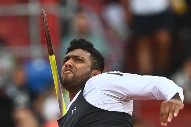 Rumesh Tharanga Pathirage of Sri Lanka competes during the Javelin Throw event at the 65th IAAF 2026 Golden Spike Athletics Meeting in Ostrava, Czech Republic on June 16, 2026. (Photo by Michal Cizek / AFP)