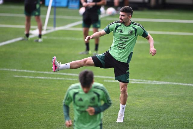 Mexico's defender #05 Johan Vasquez takes part in a training session during the 2026 World Cup tournament at Centro de Alto Rendimiento (CAR) in Mexico City on June 16, 2026. (Photo by CARL DE SOUZA / AFP)