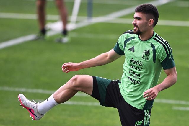 Mexico's defender #05 Johan Vasquez takes part in a training session during the 2026 World Cup tournament at Centro de Alto Rendimiento (CAR) in Mexico City on June 16, 2026. (Photo by CARL DE SOUZA / AFP)