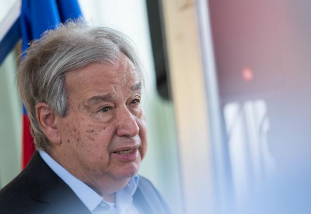 United Nations Secretary-General Antonio Guterres speaks during a press conference in the Petion-Ville commune of Port-au-Prince, Haiti, on June 16, 2026. UN chief Antonio Guterres apologized to Haitians Tuesday for what he said was their abandonment by the international community but noted during a visit to the violence-plagued Caribbean nation that there were "glimmers" of hope. (Photo by Clarens SIFFROY / AFP)