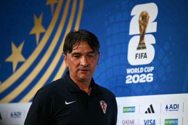 Croatia's head coach Zlatko Dalic arrives to give a press conference at the Dallas Stadium in Arlington on June 16, 2026, on the eve of the 2026 World Cup Group L football match between England and Croatia. (Photo by Paul ELLIS / AFP)