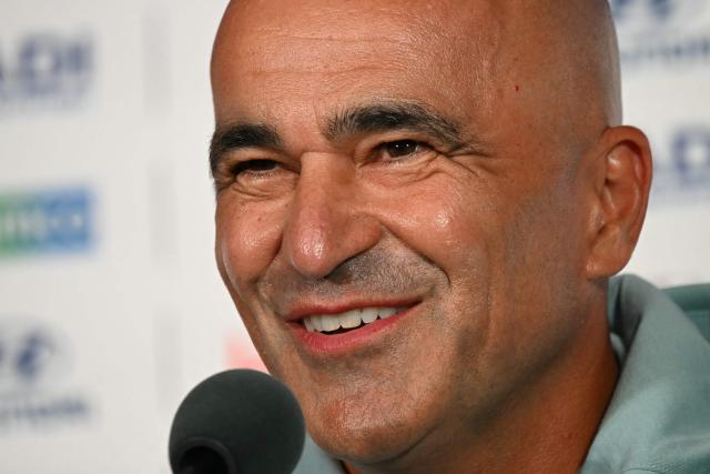 Portugal's Spanish head coach Roberto Martinez smiles as he gives an MD-1 press conference at the Houston Stadium in Houston on June 16, 2026, on the eve of the 2026 World Cup Group K football match between Portugal and Congo DR. (Photo by RONALDO SCHEMIDT / AFP)