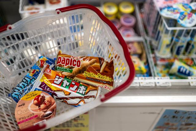 This illustrative picture shows ice cream at a convenience store in Tokyo on June 17, 2026. Summer is coming, a boom time for ice cream makers, but Japanese authorities have raided six major firms on suspicion of colluding to raise prices. (Photo by Philip FONG / AFP)