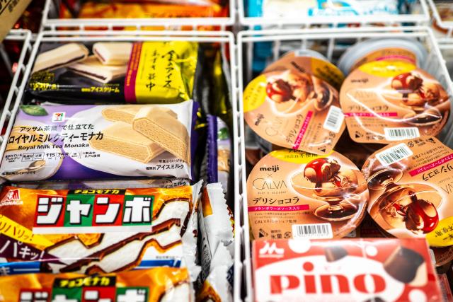 This illustrative picture shows ice cream at a convenience store in Tokyo on June 17, 2026. Summer is coming, a boom time for ice cream makers, but Japanese authorities have raided six major firms on suspicion of colluding to raise prices. (Photo by Philip FONG / AFP)