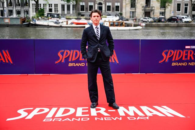 British actor Tom Holland poses during a photocall for "Spider-Man: brand new day" movie at Museum H'Art, in Amsterdam on June 17, 2026. (Photo by Simon Lenskens / ANP / AFP) / Netherlands OUT