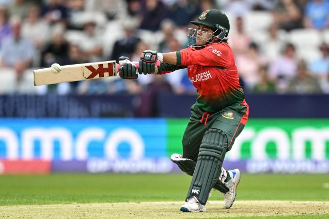 TOPSHOT - Bangladesh's Nahida Akter bats during the ICC Women's T20 cricket world cup 2026 game between Australia and Bangladesh, at Headingley in Leeds, northern England on June 17, 2026. (Photo by Oli SCARFF / AFP)