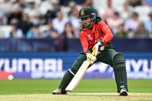 Bangladesh's Sultana Khatun plays a shot during the ICC Women's T20 cricket world cup 2026 game between Australia and Bangladesh, at Headingley in Leeds, northern England on June 17, 2026. (Photo by Oli SCARFF / AFP)