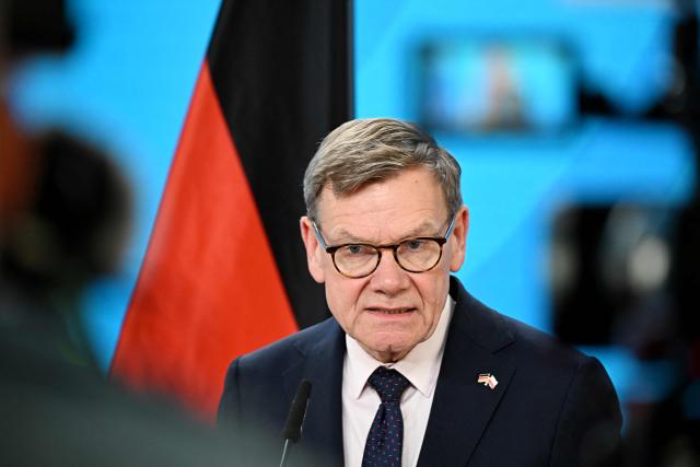 German Foreign Minister Johann Wadephul addresses a joint press conference with his Polish counterpart on the sidelines of the German-Polish Forum at the Foreign Ministry in Berlin on June 17, 2026. (Photo by RALF HIRSCHBERGER / AFP)