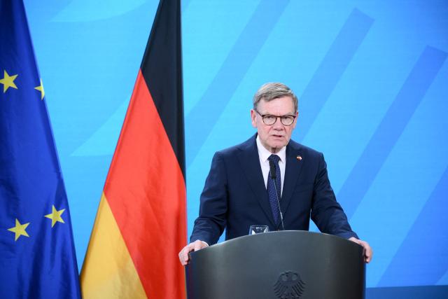 German Foreign Minister Johann Wadephul addresses a joint press conference with his Polish counterpart on the sidelines of the German-Polish Forum at the Foreign Ministry in Berlin on June 17, 2026. (Photo by RALF HIRSCHBERGER / AFP)