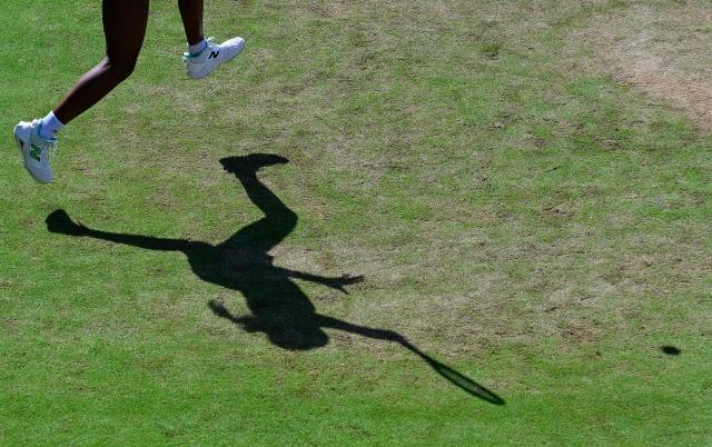 USA's Coco Gauff returns the ball to Spain's Paula Badosa during the women's singles round of 16 tennis match at the WTA 500 Berlin Tennis Open tournament in Berlin on June 17, 2026. (Photo by John MACDOUGALL / AFP) / ALTERNATIVE CROP