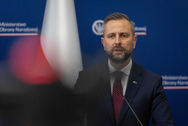 Poland's Deputy Prime Minister and Defence Minister Wladyslaw Kosiniak-Kamysz addresses a joint press conference with Germany's Defence Minister Boris Pistorius after they signed a defence agreement between Poland and Germany at the Defence Ministry building in Warsaw, Poland, on 17 June 2026 (Photo by Wojtek RADWANSKI / AFP)
