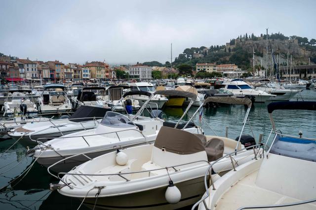 This picture shows pleasure boats moored in the marina at the port of Cassis, south-eastern France, on June 14, 2026. (Photo by MIGUEL MEDINA / AFP)