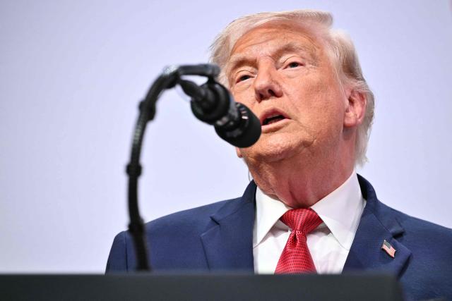 US President Donald Trump addresses the media during a closing press conference at the G7 summit, in Evian, eastern France, on June 17, 2026. A G7 summit is set to take place June 15 to 17 in the French town of Evian-les-Bains near Switzerland and it will be attended by country leaders as well as the EU's foreign policy chief and ministers from Brazil, Canada, the United Arab Emirates and Turkey. (Photo by Mandel NGAN / AFP)