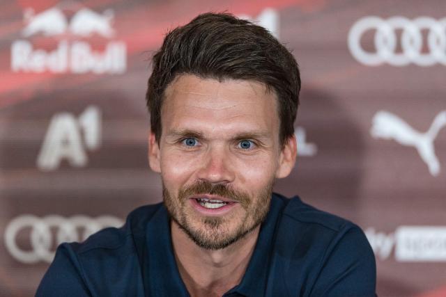 Austrian Bundesliga club FC Red Bull Salzburg present their new headcoach German former player Danny Roehl at a press conference in Salzburg on June 17, 2026. (Photo by EXPA/ JOHANN GRODER / APA / AFP) / Austria OUT