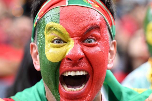 A Portugal fan poses ahead of the 2026 World Cup Group K football match between Portugal and the Democratic Republic of Congo at the Houston Stadium in Houston on June 17, 2026.  (Photo by RONALDO SCHEMIDT / AFP)