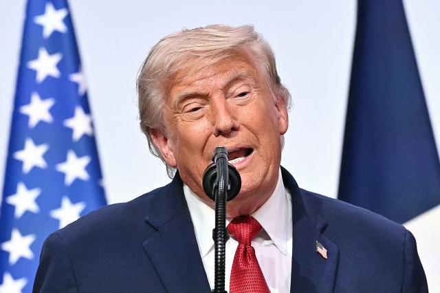 US President Donald Trump addresses the media during a closing press conference at the G7 summit, in Evian, eastern France, on June 17, 2026. A G7 summit is set to take place June 15 to 17 in the French town of Evian-les-Bains near Switzerland and it will be attended by country leaders as well as the EU's foreign policy chief and ministers from Brazil, Canada, the United Arab Emirates and Turkey. (Photo by Mandel NGAN / AFP)