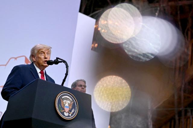 US President Donald Trump addresses the media during a closing press conference at the G7 summit, in Evian, eastern France, on June 17, 2026. A G7 summit is set to take place June 15 to 17 in the French town of Evian-les-Bains near Switzerland and it will be attended by country leaders as well as the EU's foreign policy chief and ministers from Brazil, Canada, the United Arab Emirates and Turkey. (Photo by Mandel NGAN / AFP)