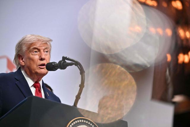 US President Donald Trump addresses the media during a closing press conference at the G7 summit, in Evian, eastern France, on June 17, 2026. A G7 summit is set to take place June 15 to 17 in the French town of Evian-les-Bains near Switzerland and it will be attended by country leaders as well as the EU's foreign policy chief and ministers from Brazil, Canada, the United Arab Emirates and Turkey. (Photo by Mandel NGAN / AFP)
