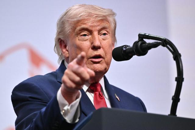 US President Donald Trump gestures as he addresses the media during a closing press conference at the G7 summit, in Evian, eastern France, on June 17, 2026. A G7 summit is set to take place June 15 to 17 in the French town of Evian-les-Bains near Switzerland and it will be attended by country leaders as well as the EU's foreign policy chief and ministers from Brazil, Canada, the United Arab Emirates and Turkey. (Photo by Mandel NGAN / AFP)