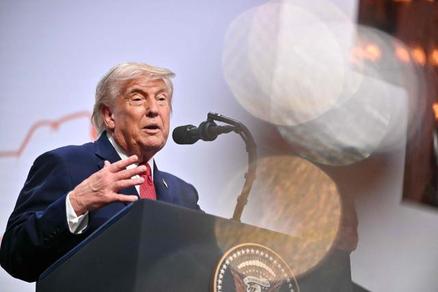 US President Donald Trump gestures as he addresses the media during a closing press conference at the G7 summit, in Evian, eastern France, on June 17, 2026. A G7 summit is set to take place June 15 to 17 in the French town of Evian-les-Bains near Switzerland and it will be attended by country leaders as well as the EU's foreign policy chief and ministers from Brazil, Canada, the United Arab Emirates and Turkey. (Photo by Mandel NGAN / AFP)